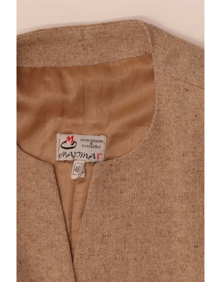 Vintage Womens 4 Button Blazer Jacket IT 46 Large Beige Flecked