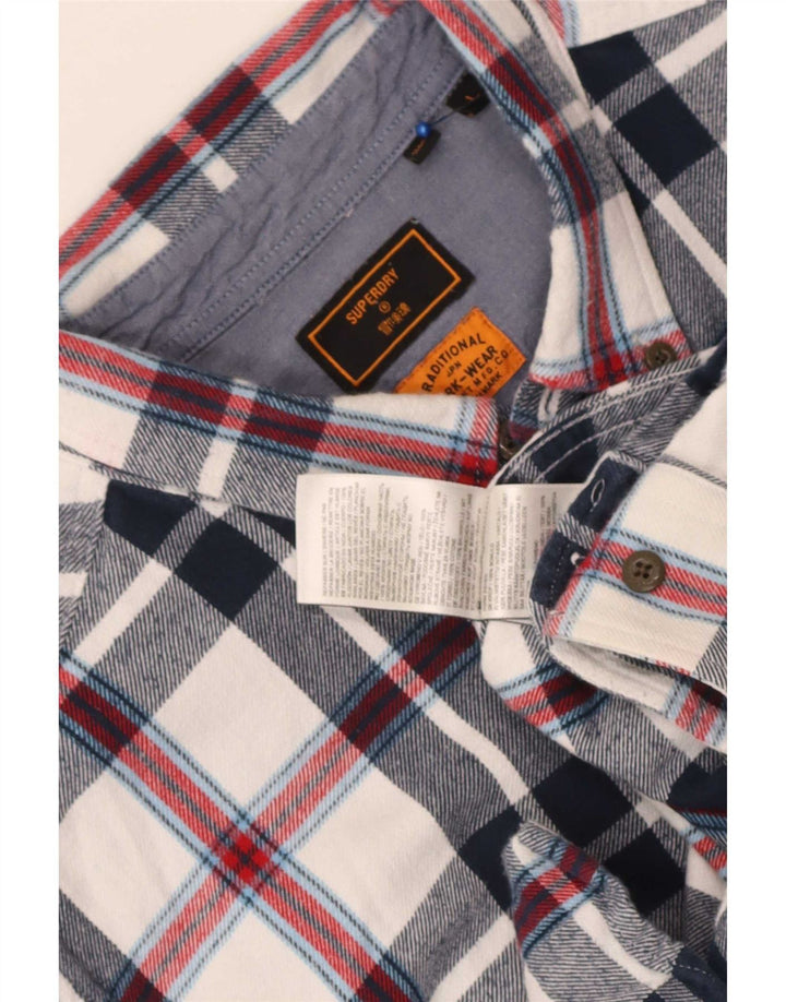 Cămașă de flanel pentru bărbați Superdry, din bumbac cu carouri, albastru bleumarin