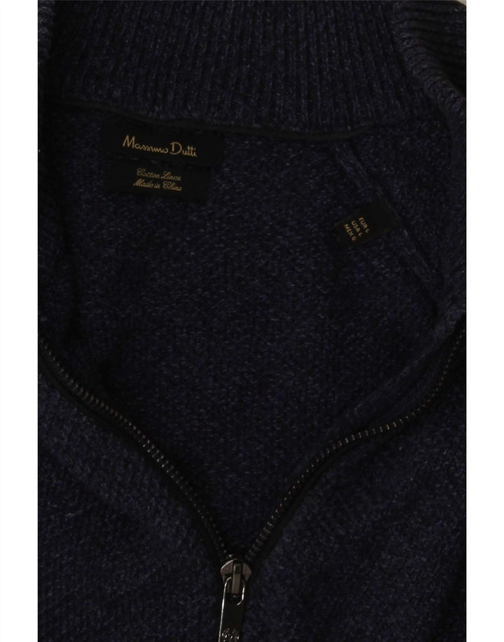 Massimo Dutti Herre Cardigan Sweater Stor Marineblå Bomuld