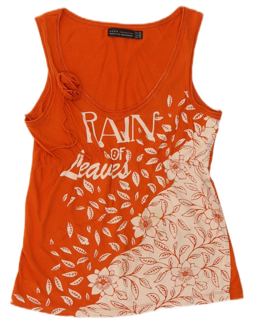 Zara Kvinders Grafisk Vest Top UK 12 Medium Orange Floral