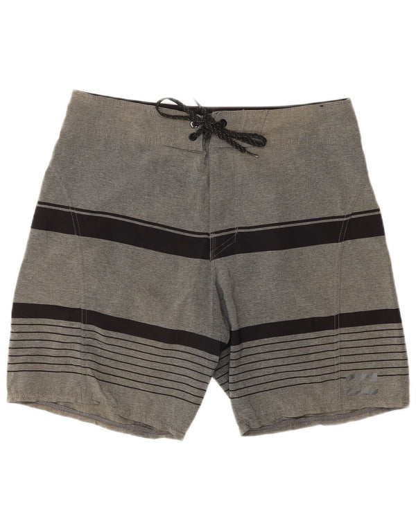 Billabong Mens Swimming Shorts Medium Grey Striped Polyester