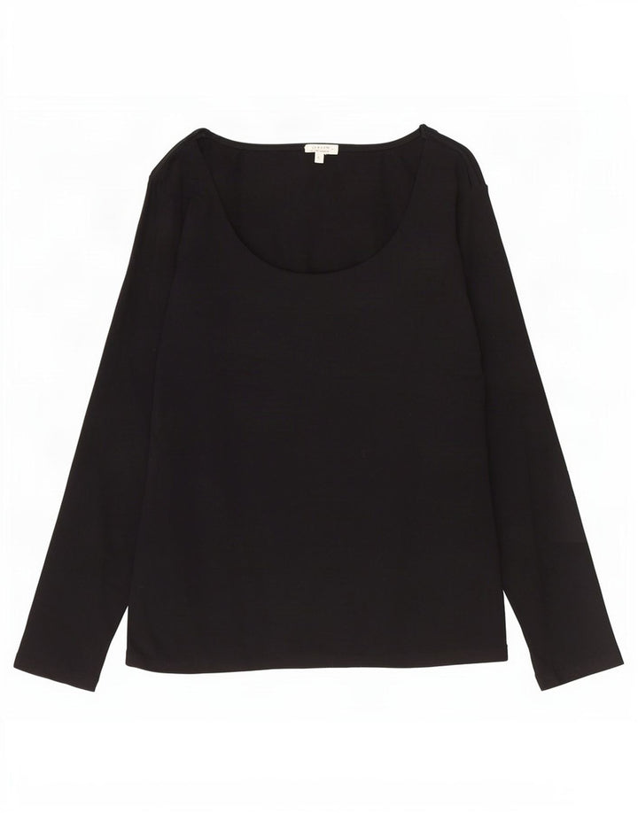 Jigsaw Womens Top Long Sleeve UK 10 Small Black Cotton