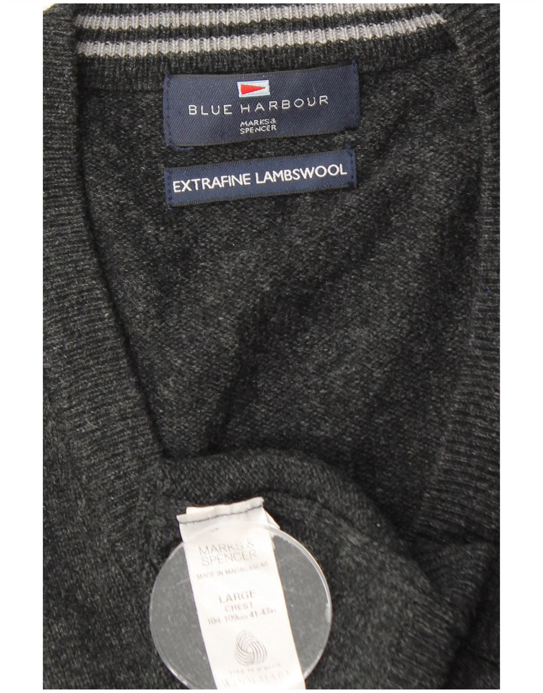 MARKS & SPENCER Herren-Tanktop „Harbor“ in Blau, Größe L, schwarze Lammwolle