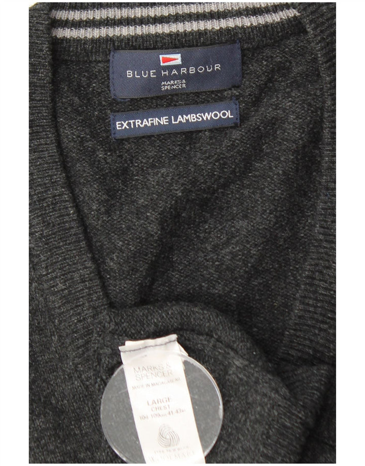 MARKS & SPENCER Herren-Tanktop „Harbor“ in Blau, Größe L, schwarze Lammwolle