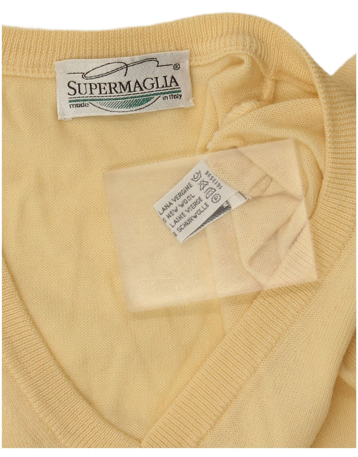 Maglione Supermaglia Uomo Scollo a V Lana Giallo Medio