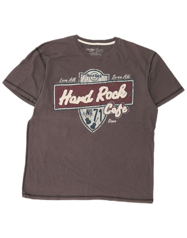 Hard Rock Cafe Mens Rome Graphic T-Shirt Top Large Grey Cotton
