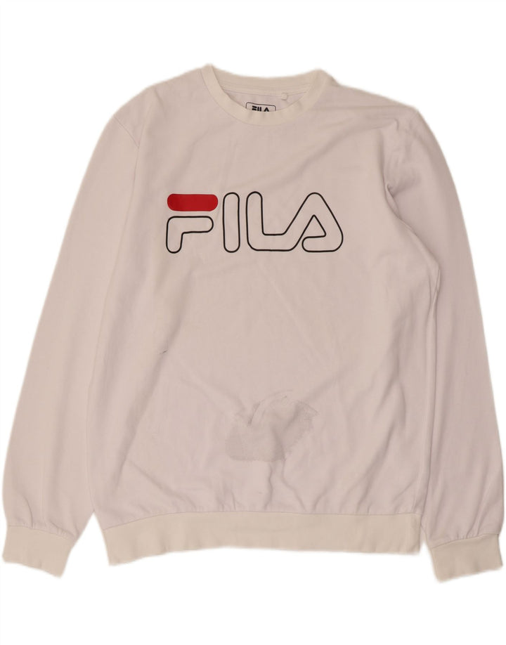 Ανδρικό γραφικό φούτερ FILA Jumper μεγάλο λευκό βαμβακερό