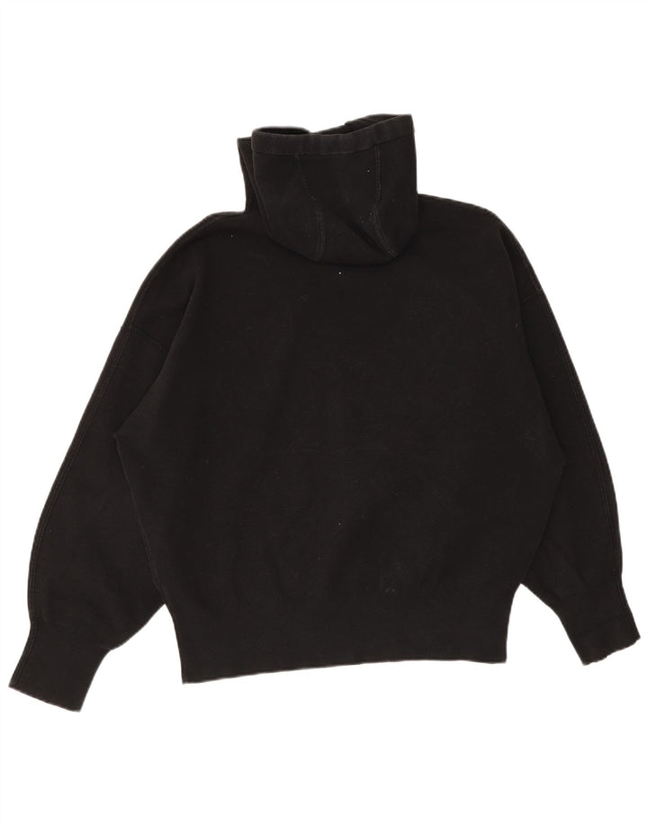 Cos Womens Oversized Hooded Jumper Sweater UK 14 Medium Black Cotton