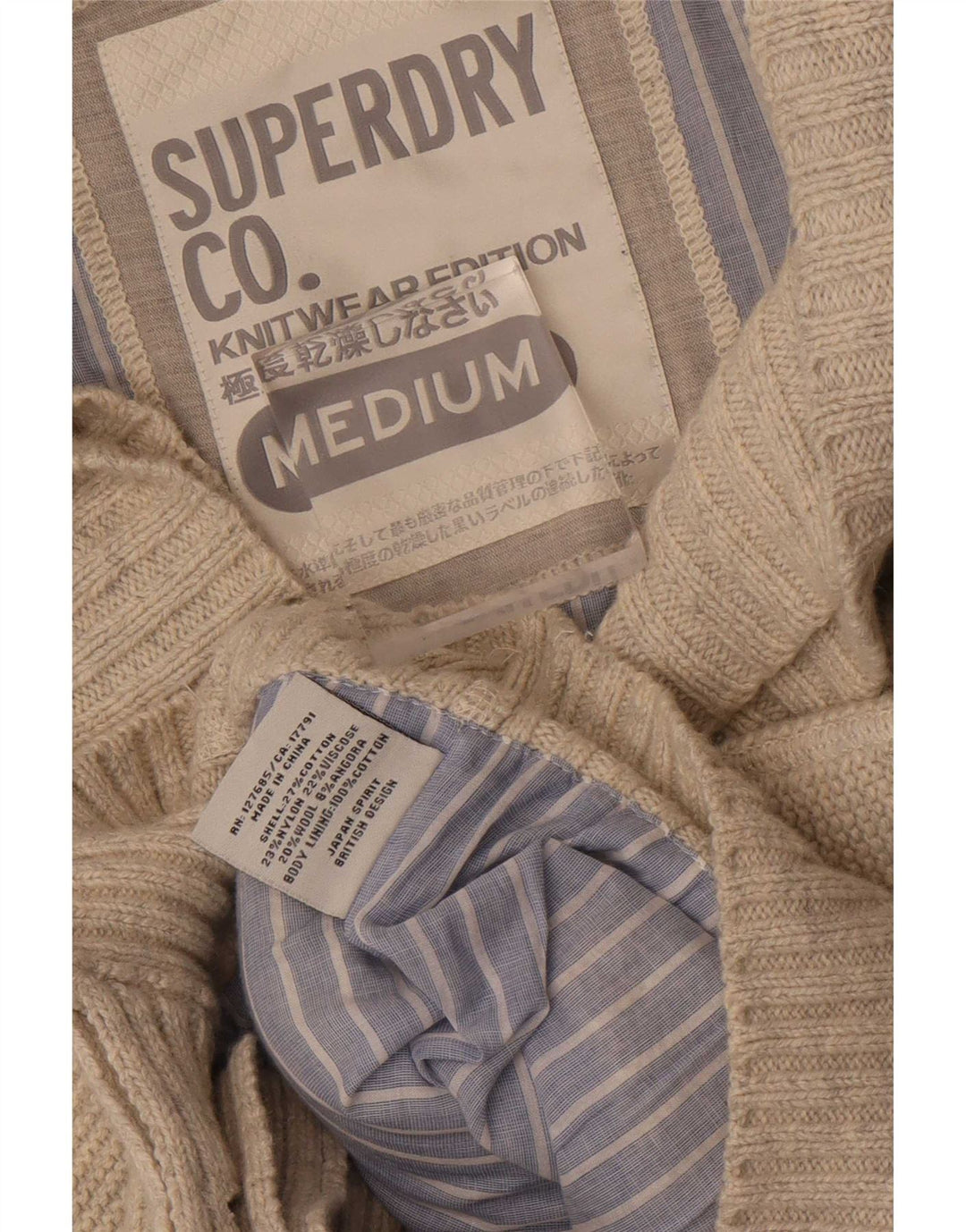 Maglione cardigan da uomo Superdry in cotone beige medio
