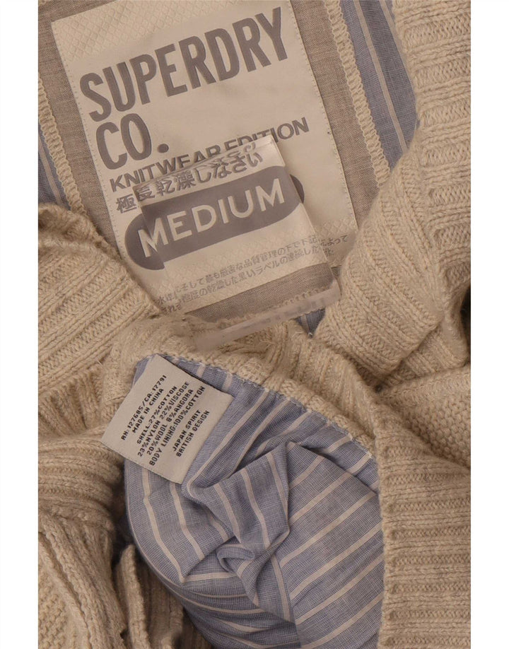 Maglione cardigan da uomo Superdry in cotone beige medio