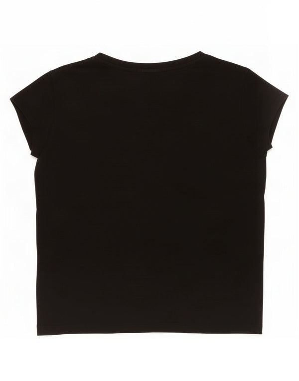 Ellesse Womens Crop Oversize Graphic T-Shirt Top UK 10 Small Schwarz Baumwolle