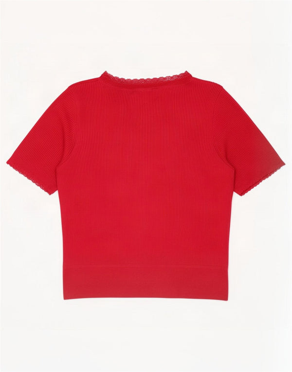 Marks & Spencer Chemisier à manches courtes pour femme UK 16 Grand Acrylique Rouge