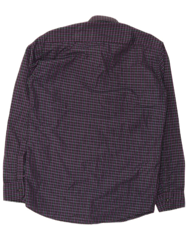 Pierre Cardin Camisa de corte regular para hombre Talla 15 Cuadros morados medianos