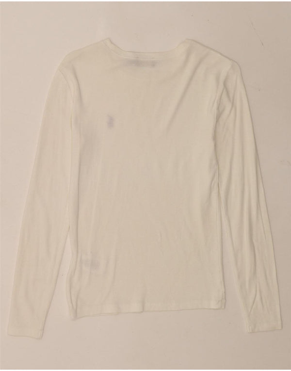 Polo Ralph Lauren Mujer Top Manga Larga UK 8 Pequeño Algodón Blanco