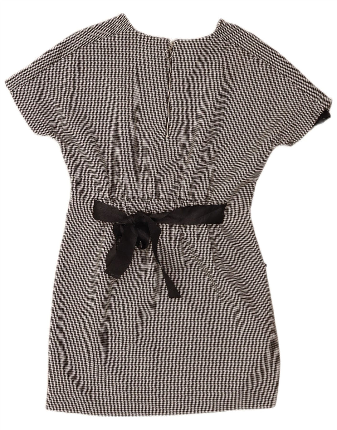 Zara Mujer Trafaluc Vestido Básico UK 40 Pequeño Poliéster Pata De Gallo Negro