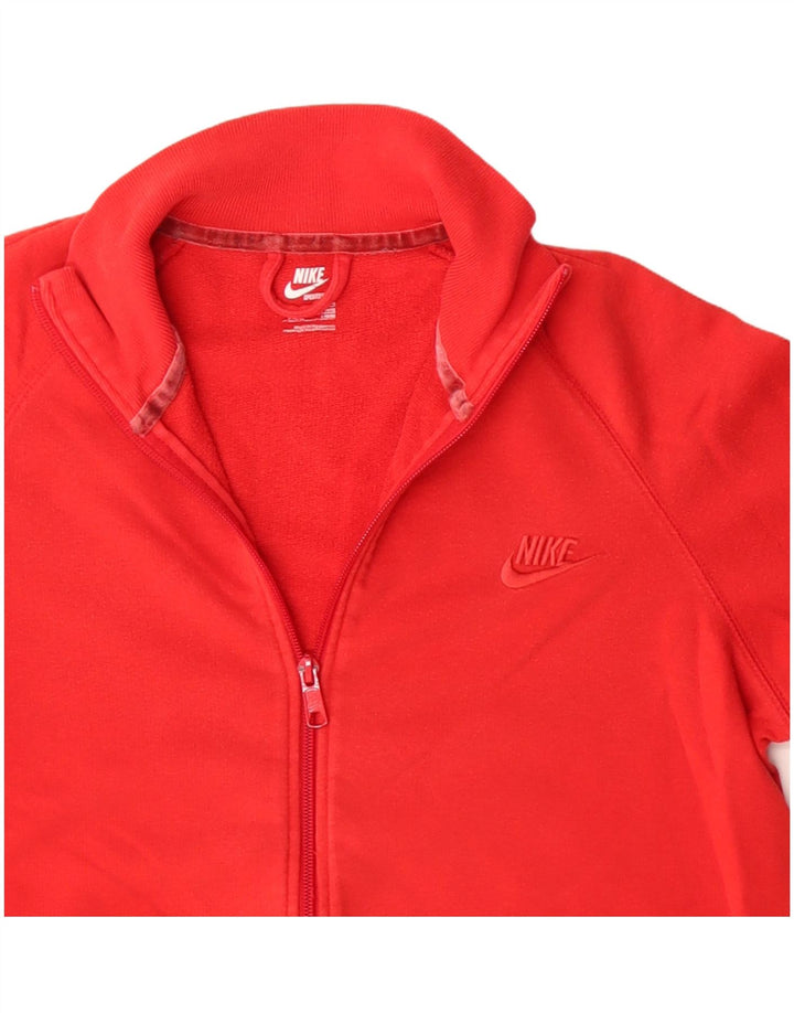 NIKE Womens Tracksuit Top Jacket UK 16 Large Red Cotton