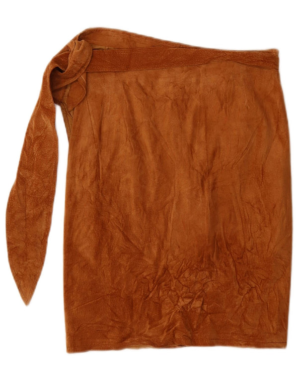 Vintage Womens Suede Wrap Skirt W25 XS Beige