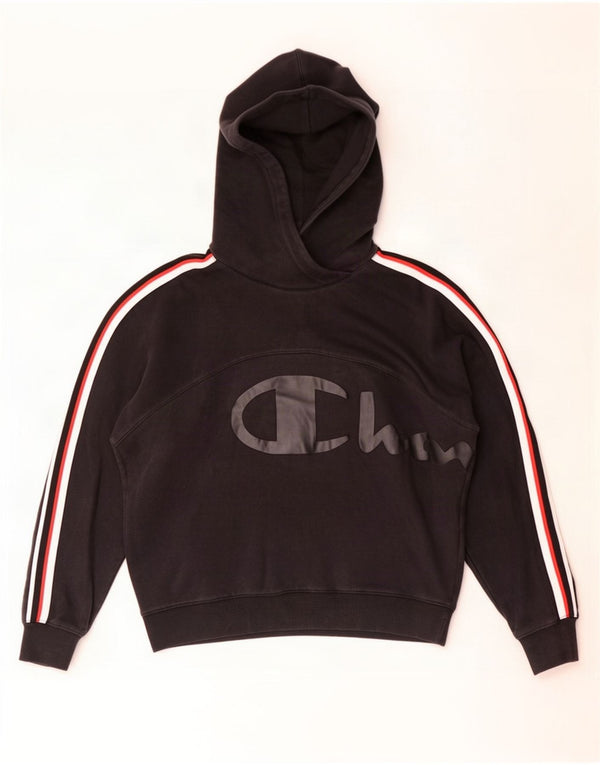 Maglione con cappuccio grafico da uomo Champion UK 16 grande cotone nero