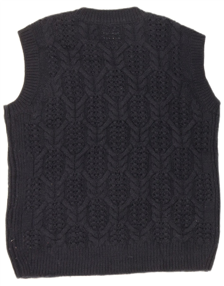 Marks & Spencer Womens Vest Tank Top UK 14 Medium Navy Blue Acrylic
