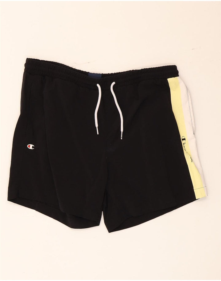 Champion Mens Sport Shorts Large  Black Colourblock Nylon