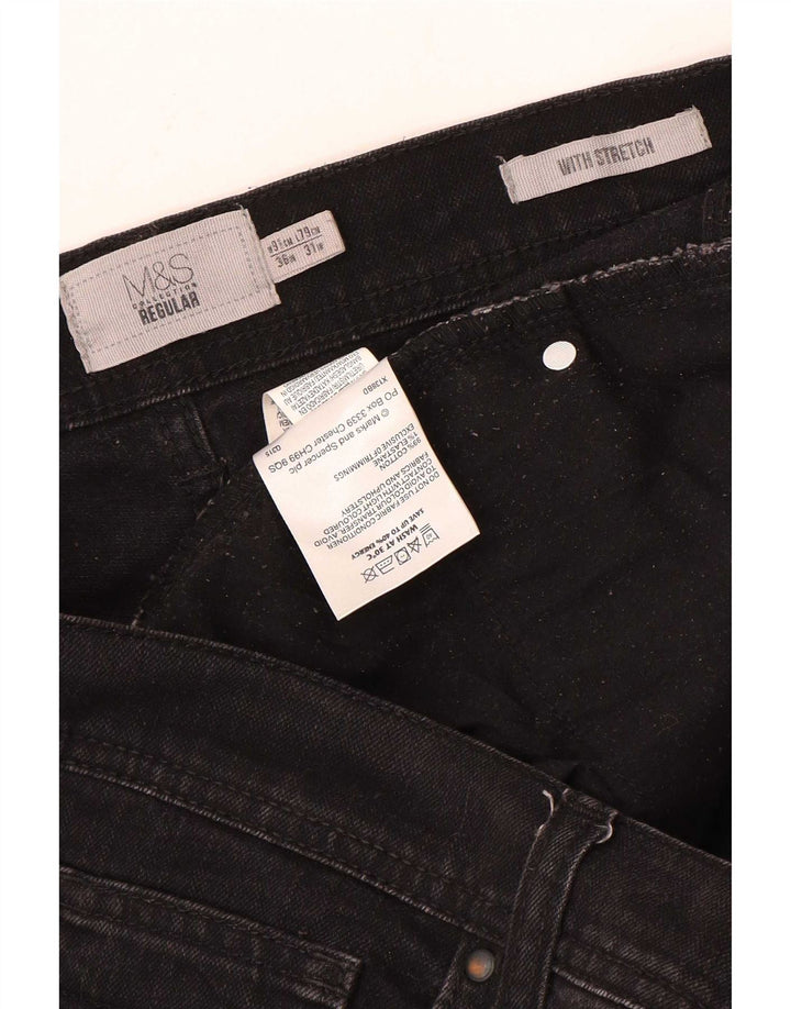 Marks & Spencer muške obične ravne traperice W36 L31 crni pamuk