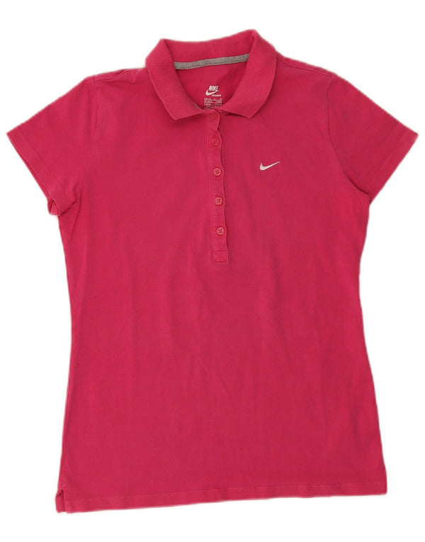 Nike Womens Polo Shirt UK 16/18 Large Pink Cotton