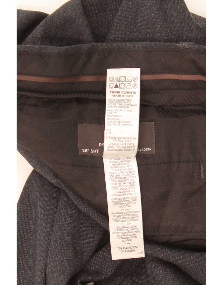 Marks & Spencer Mens Straight Chino Trousers W36 L29 Grey Flecked
