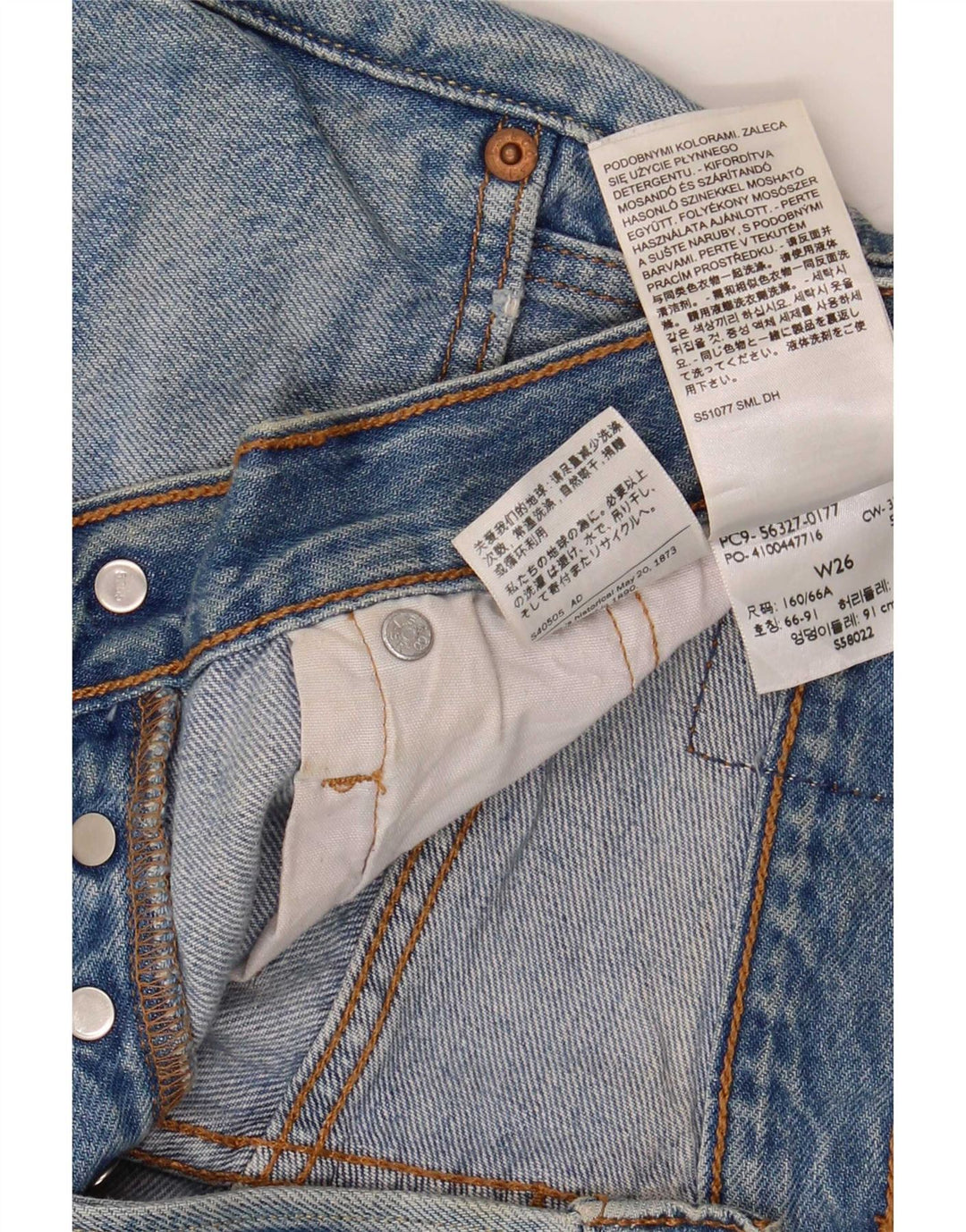 Levi's Womens 501 denimshorts W26 Små blå bomuld
