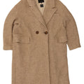 Zara Womens Double Breasted Coat UK 42 XL Beige Wool