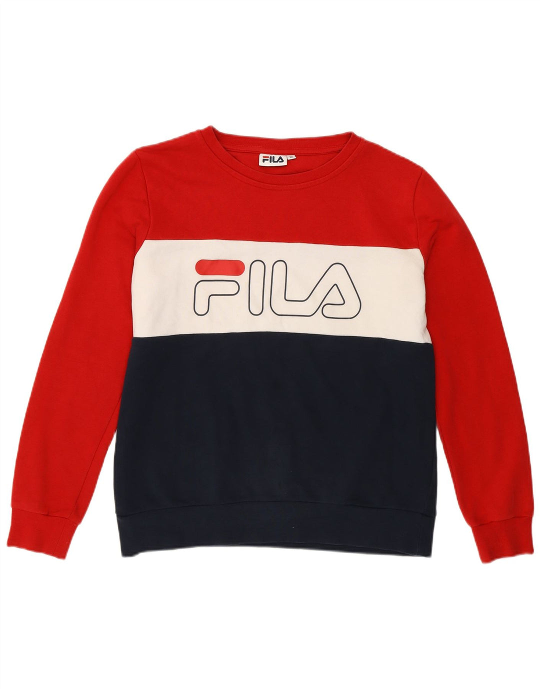 Fila Womens Sweatshirt Jumper UK 14 Medium Multicoloured Colourblock