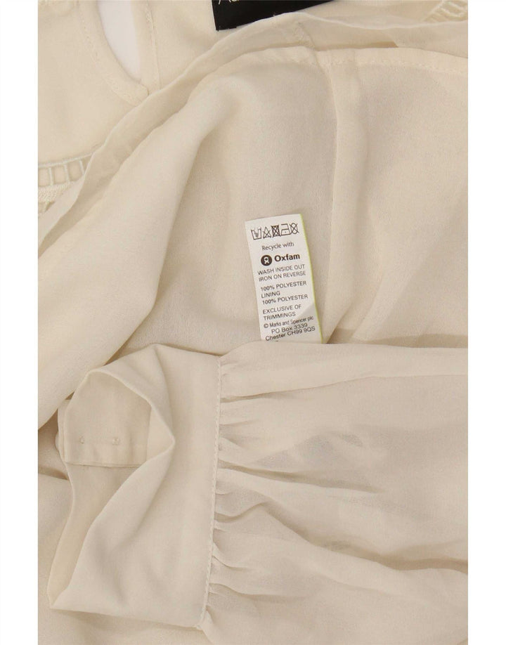 Marks & Spencer Womens Autograph Long Sleeve Blouse Top UK 16 Large Beige