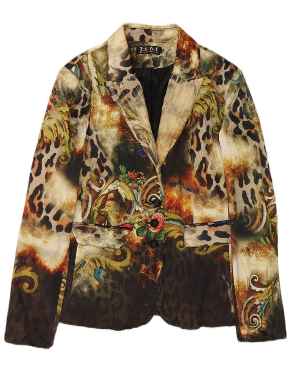 Etoile Du Monde Dame Blazer Jacket UK 10 Small Multicolored Animal Print