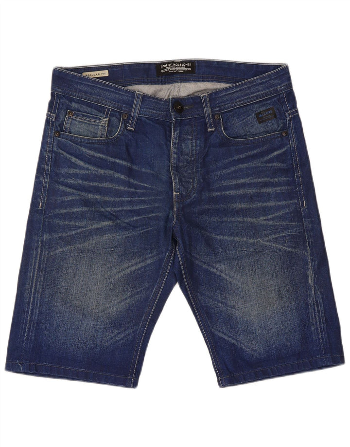 Jack & Jones Mens Regular Fit Denim Shorts Small W32 Blue Cotton
