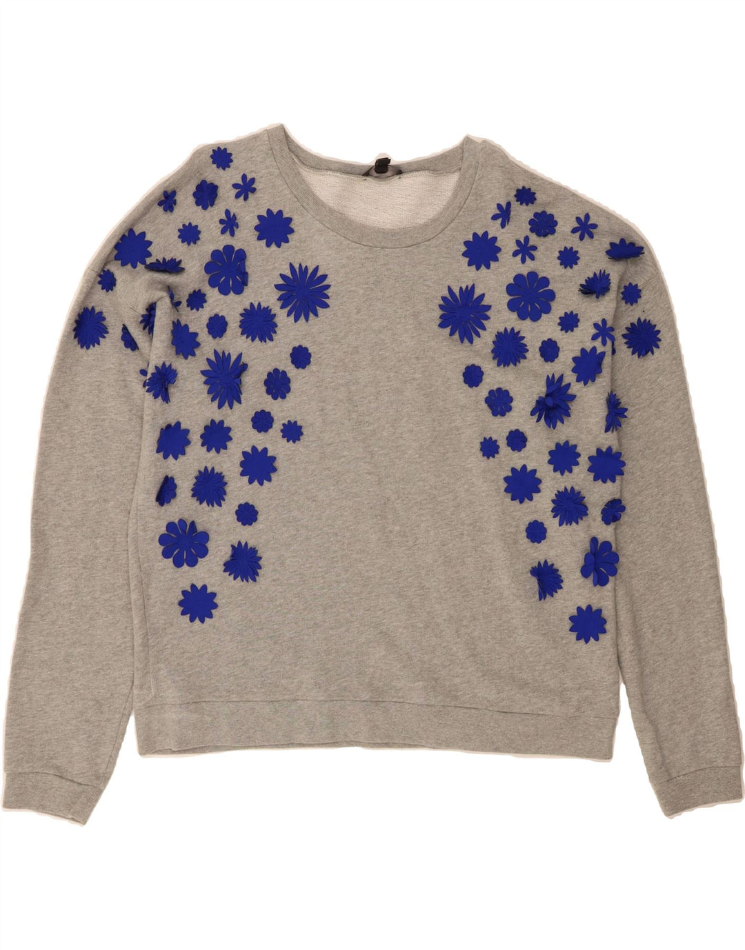 J. CREW Womens Sweatshirt Jumper UK 18 XL Grey Floral Cotton Vintage J. Crew and Second-Hand J. Crew from Messina Hembry 