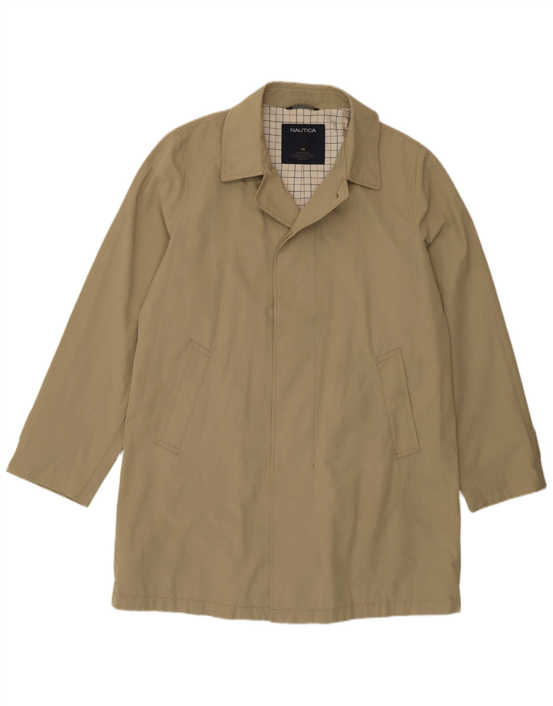 Nautica Mens Overcoat UK 38 Medium Khaki Polyester Classic