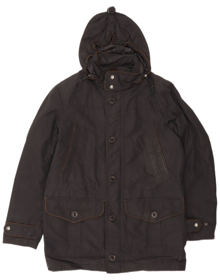Massimo Dutti Mens Hooded Parka Jacket UK 38 Medium Brown
