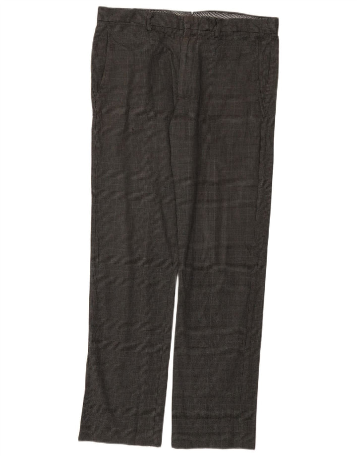 Gap Mens Extra Sim Fit Chino Trousers W34 L32 Grey Check Cotton