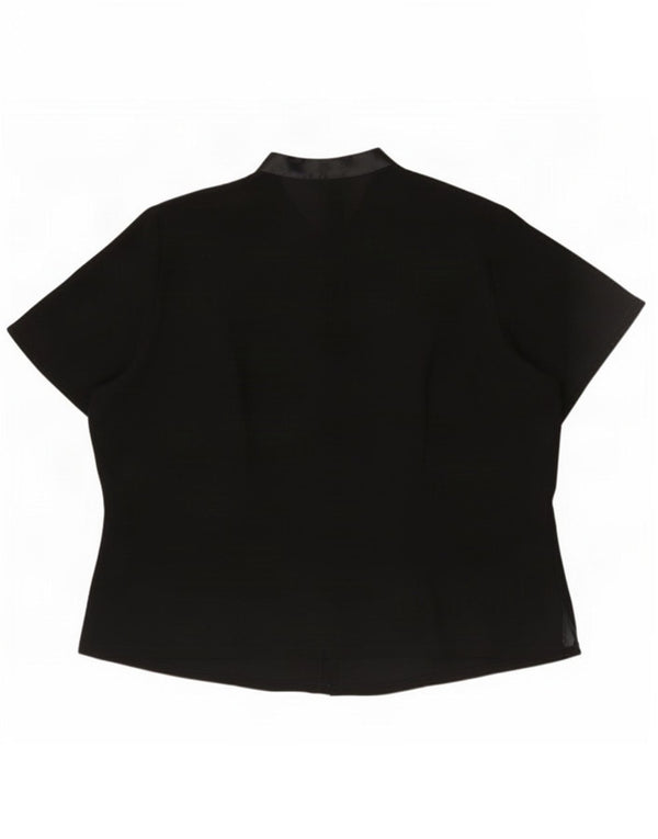 Marks & Spencer Womens Short Sleeve Shirt Blouse UK 22 3XL Black Geometric