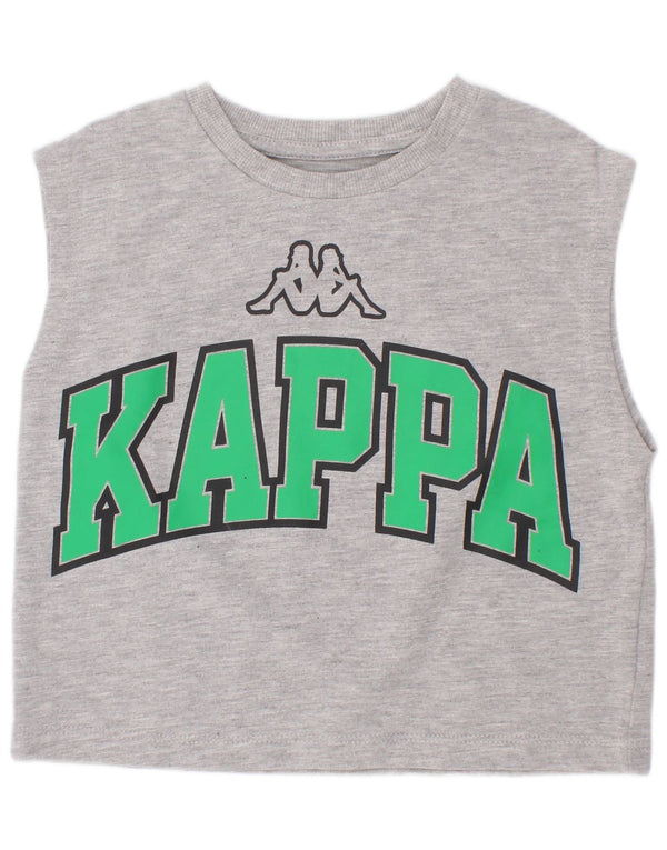 Kappa Girls Crop Grafisk Vest Top 3-4 År Grå Flecked