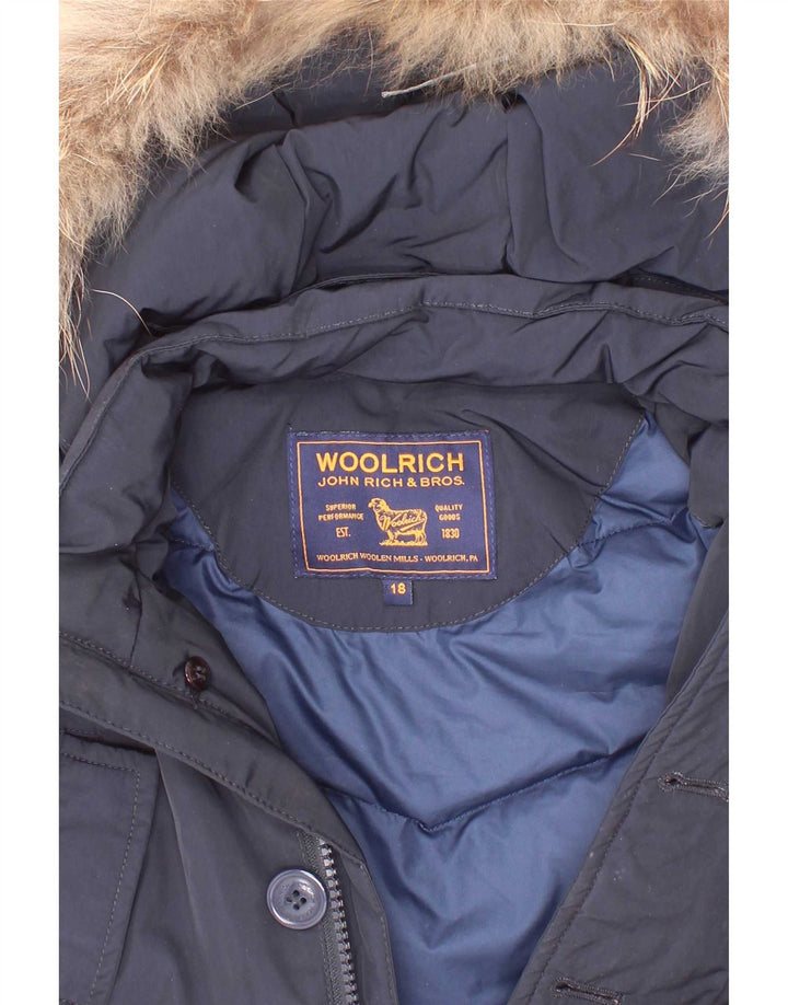 Woolrich Baby-Jungen-Jacke mit Kapuze, 12–18 Monate, marineblaues Polyester