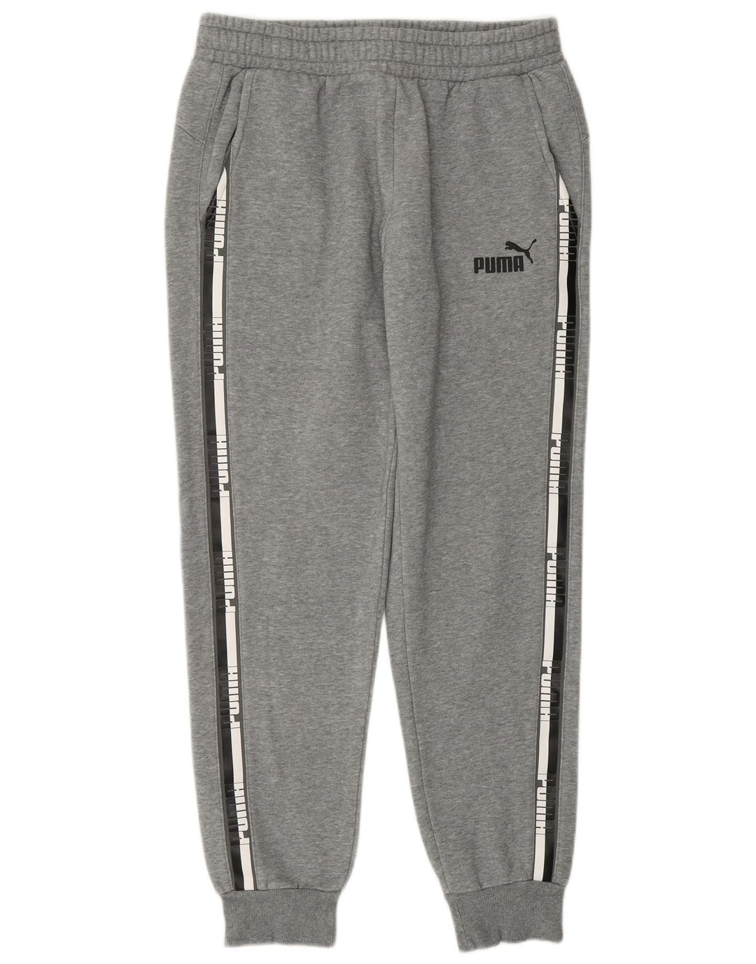 Puma Mens Graphic Tracksuit Trousers Joggers Medium Grey Flecked Cotton