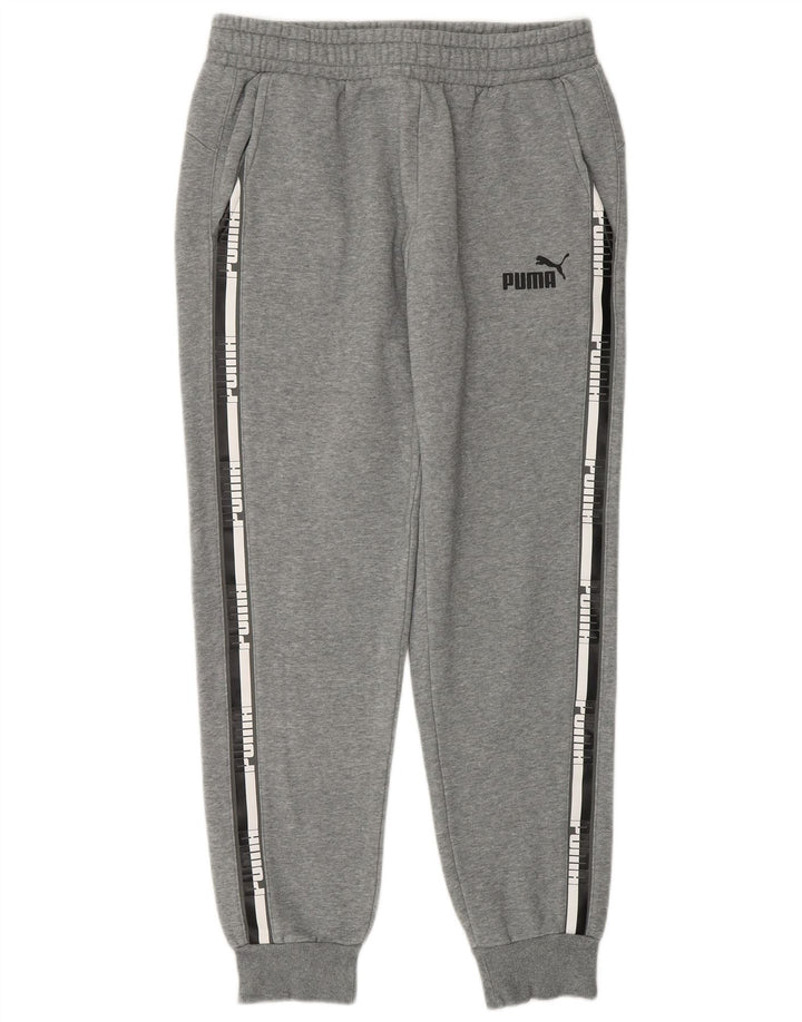 Puma Mens Graphic Tracksuit Trousers Joggers Medium Grey Flecked Cotton