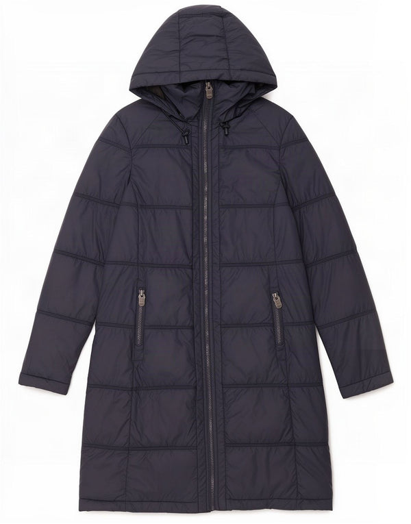 Abrigo acolchado con capucha para mujer Fat Face UK 8 Small Azul marino Nylon
