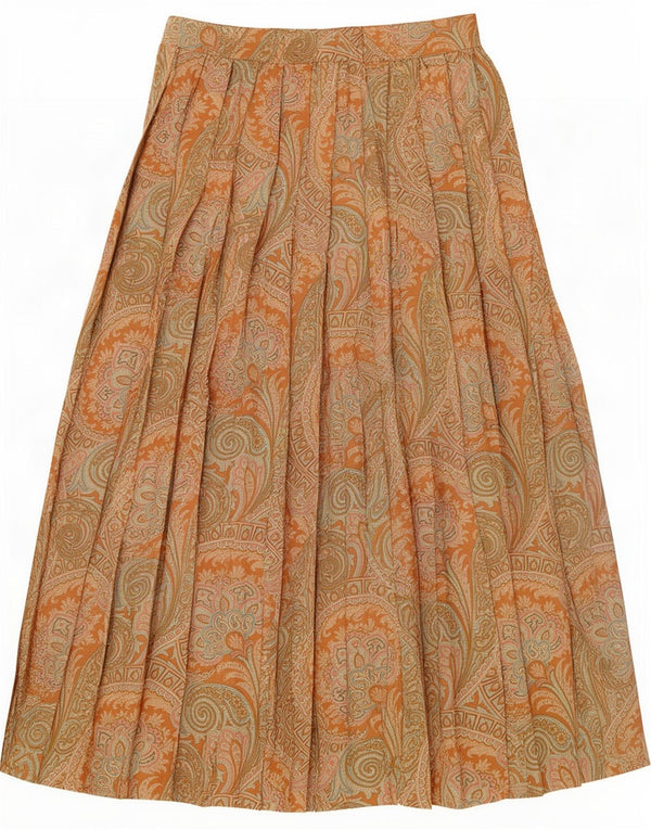 Marella Womens Knife Plisseret Nederdel UK 16 Large W30 Brown Paisley Wool