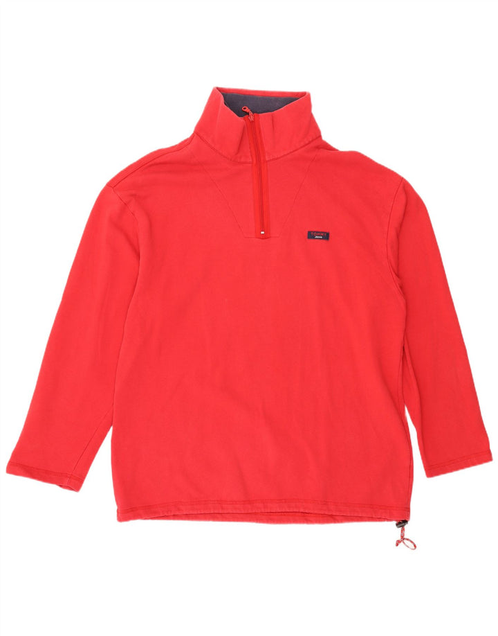 Tommy Hilfiger Herre Zip Neck Top Langærmet Stor Rød Bomuld