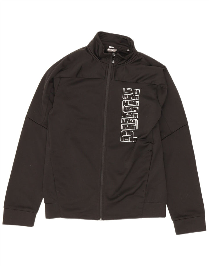 Puma Boys Graphic Tracksuit Top Jacket 11-12 Years Black Polyester