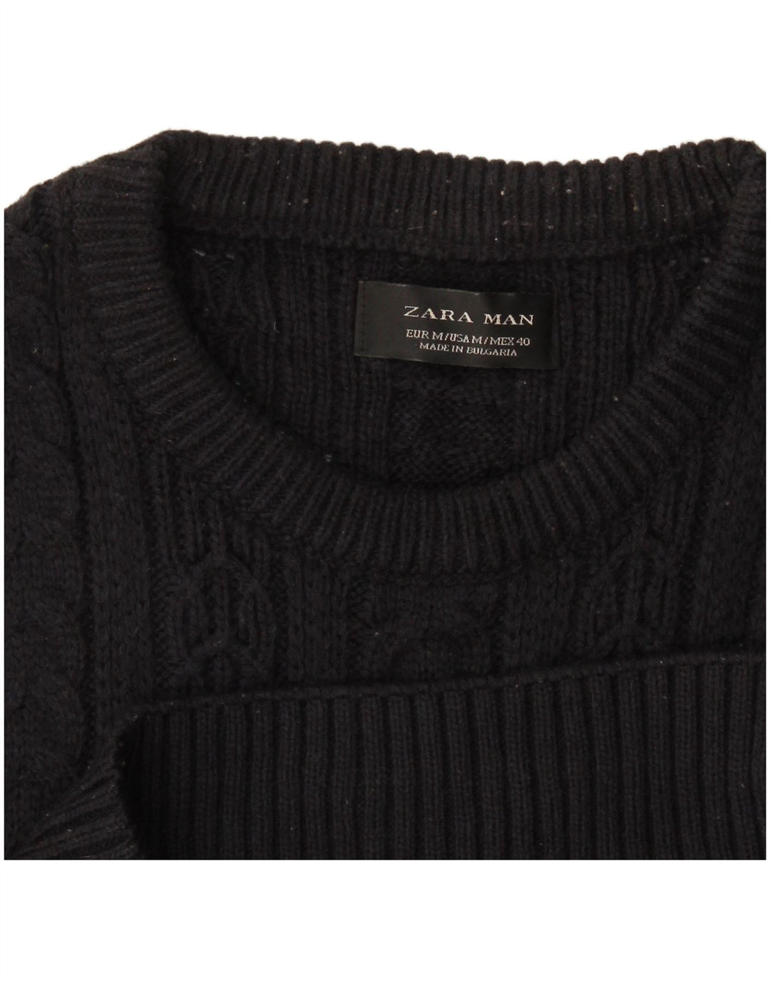 Zara Mens Crew Neck Jumper Sweater Medium Navy Blue