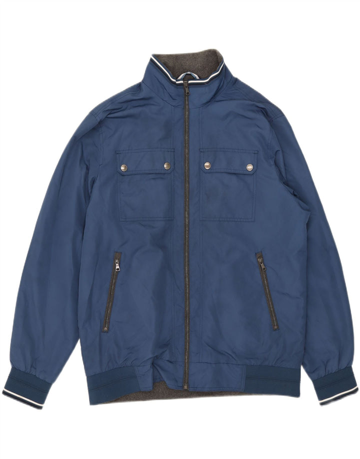 Marks & Spencer Mens Bomber Jacket UK 42 XL Blue Polyester