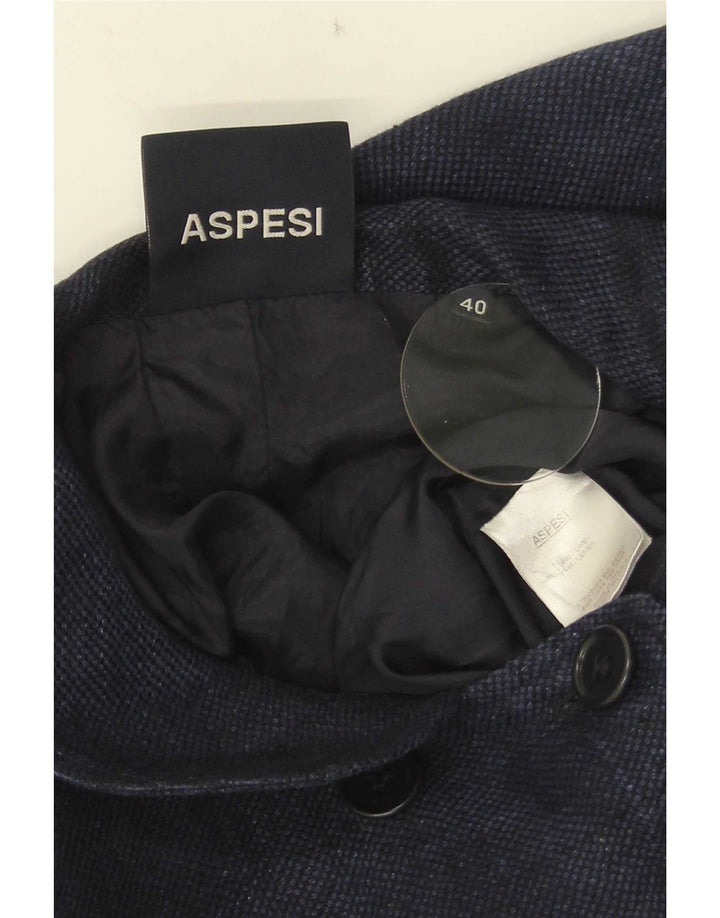 Aspesi Womens 3/4 Sleeve Pea Coat IT 40 Small Blue Linen