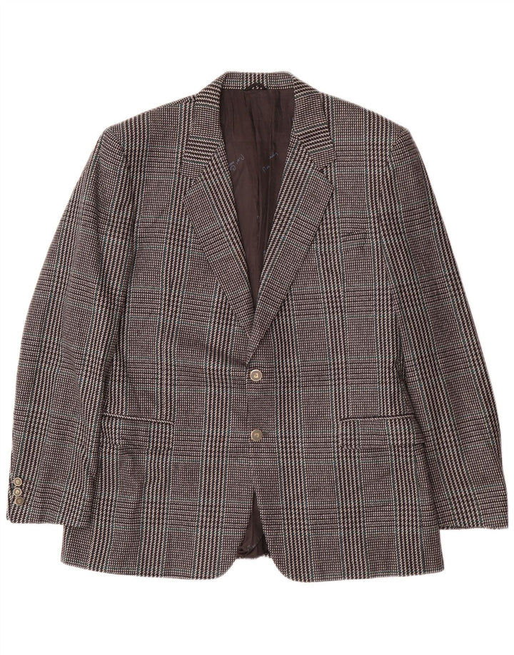 Pierre Cardin Mens 2 Button Blazer Jacket IT 54 2XL Grey Check Wool Classic